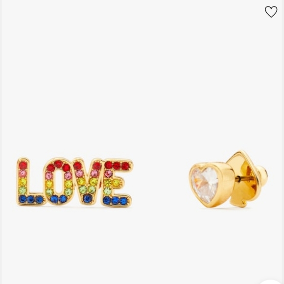 NWT Kate Spade Rainbow Love Assymetrical Studs - Picture 2 of 7